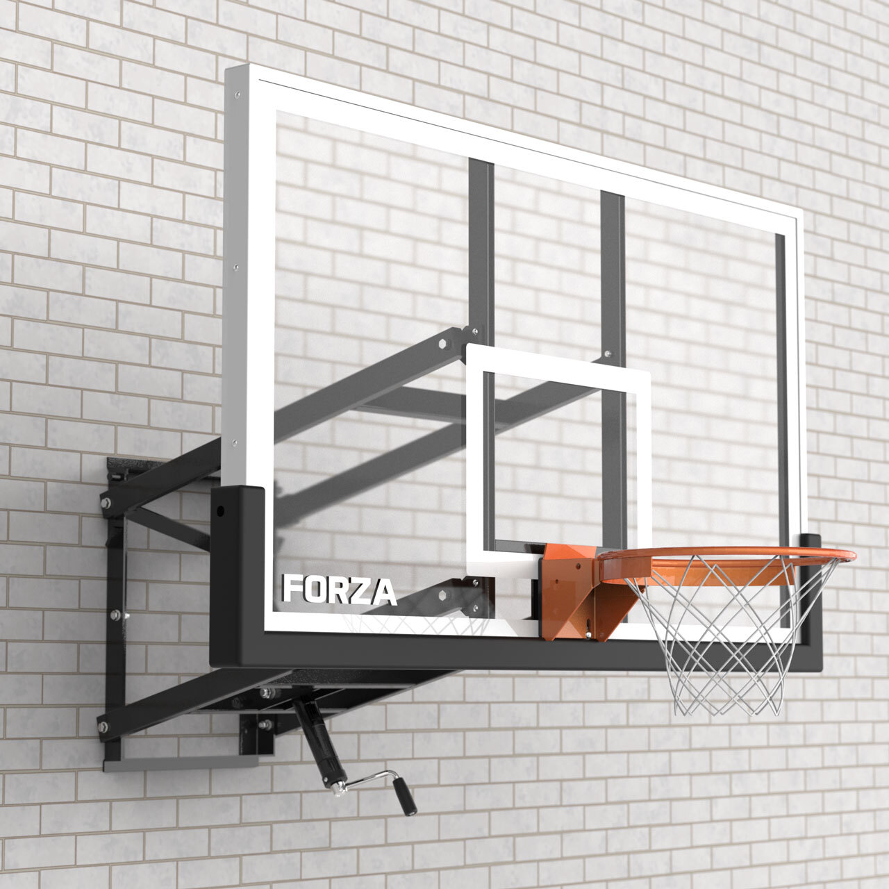 FORZA Glass Basketball Backboard & Hoop [Wall Mounted] [Backboard Size:: 54in x 36in]