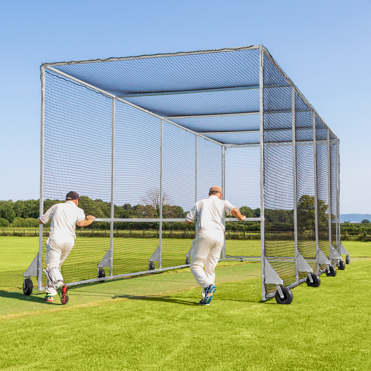 FORTRESS 360° MOBILE CRICKET CAGE [TEST GRADE] [Cage Length: 7.3m] [Post Padding:: Add Padding]
