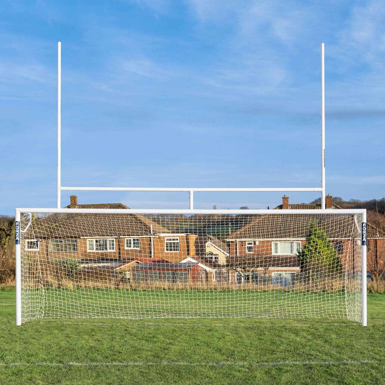 SOCKETED ALUMINIUM SOCCER & RUGBY COMBINATION GOALS [Combination Goal Size:: 7.3m x 2.4m] [Single or Pair:: Single]