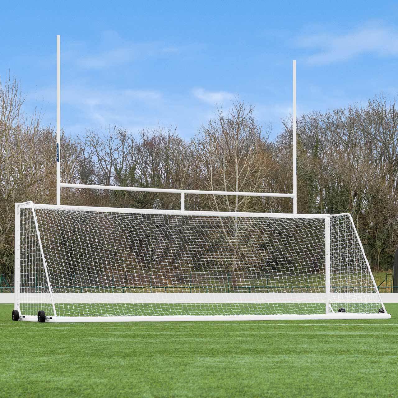 FREESTANDING ALUMINIUM SOCCER & RUGBY COMBINATION GOALS [Combination Goal Size:: 7.3m x 2.4m] [Single or Pair:: Single]