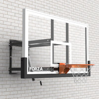 FORZA Glass Basketball Backboard & Hoop [Wall Mounted] [Backboard Size:: 54in x 36in]