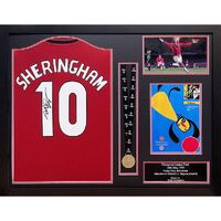 Manchester United FC Sheringham Signed Shirt & Medal (Framed)
