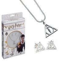 Harry Potter Silver Plated Necklace &amp; Earrings Deathly Hallows