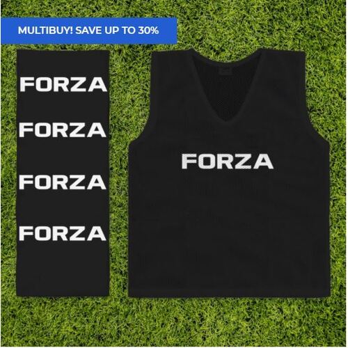 FORZA PRO RUGBY TRAINING VESTS [5 - 15 PACKS] [Colour: Black] [Pack Size:: Pack of 5] [Bib Size:: Kids]