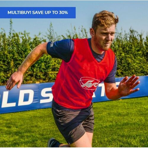 FORZA PRO RUGBY TRAINING VESTS [5 - 15 PACKS] [Colour: Red] [Pack Size:: Pack of 5] [Bib Size:: Adult (Small / Medium)]