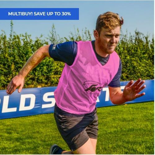 FORZA PRO RUGBY TRAINING VESTS [5 - 15 PACKS] [Colour: Pink] [Pack Size:: Pack of 5] [Bib Size:: Adult (Small / Medium)]