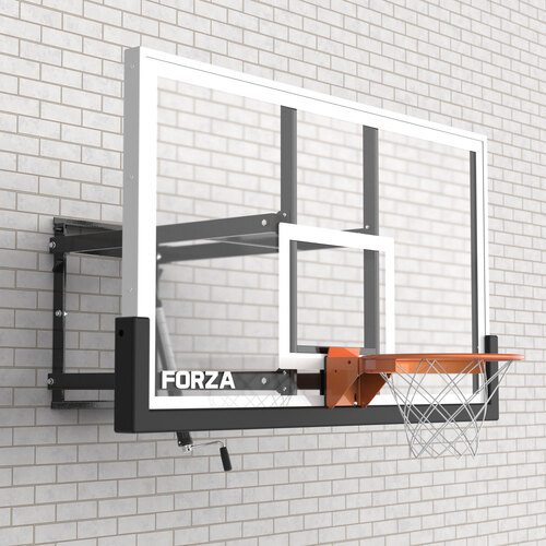 FORZA Glass Basketball Backboard & Hoop [Wall Mounted] [Backboard Size:: 60in x 38in]