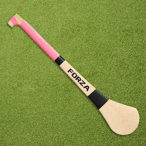 FORZA Ash Wood Hurling (GAA) Stick [5 Sizes] [Grip Colour:: Pink] [Stick Size:: 32"]