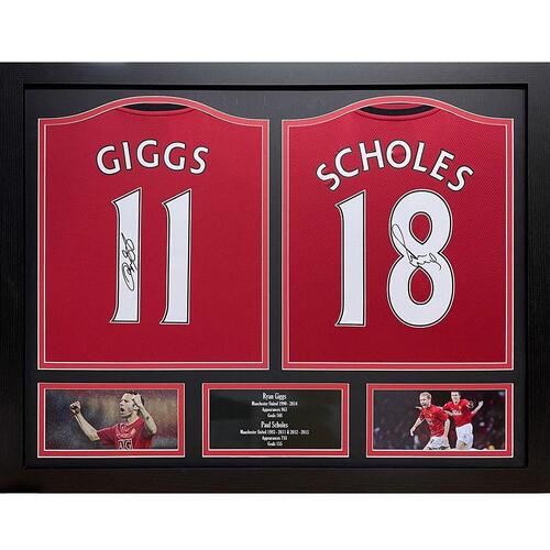 Manchester United FC Giggs &amp; Scholes Signed Shirts (Dual Framed)