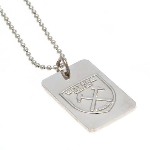 West Ham United FC Silver Plated Dog Tag &amp; Chain